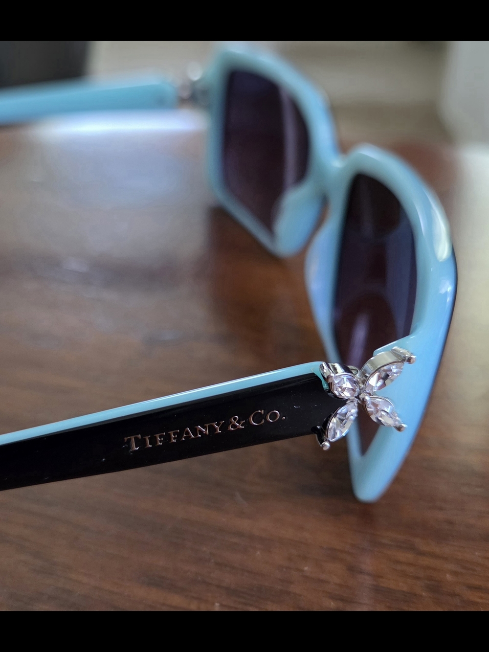 Tiffany & Co. TF4047B Frame Women's Sunglasses with Crystal Flower Accent